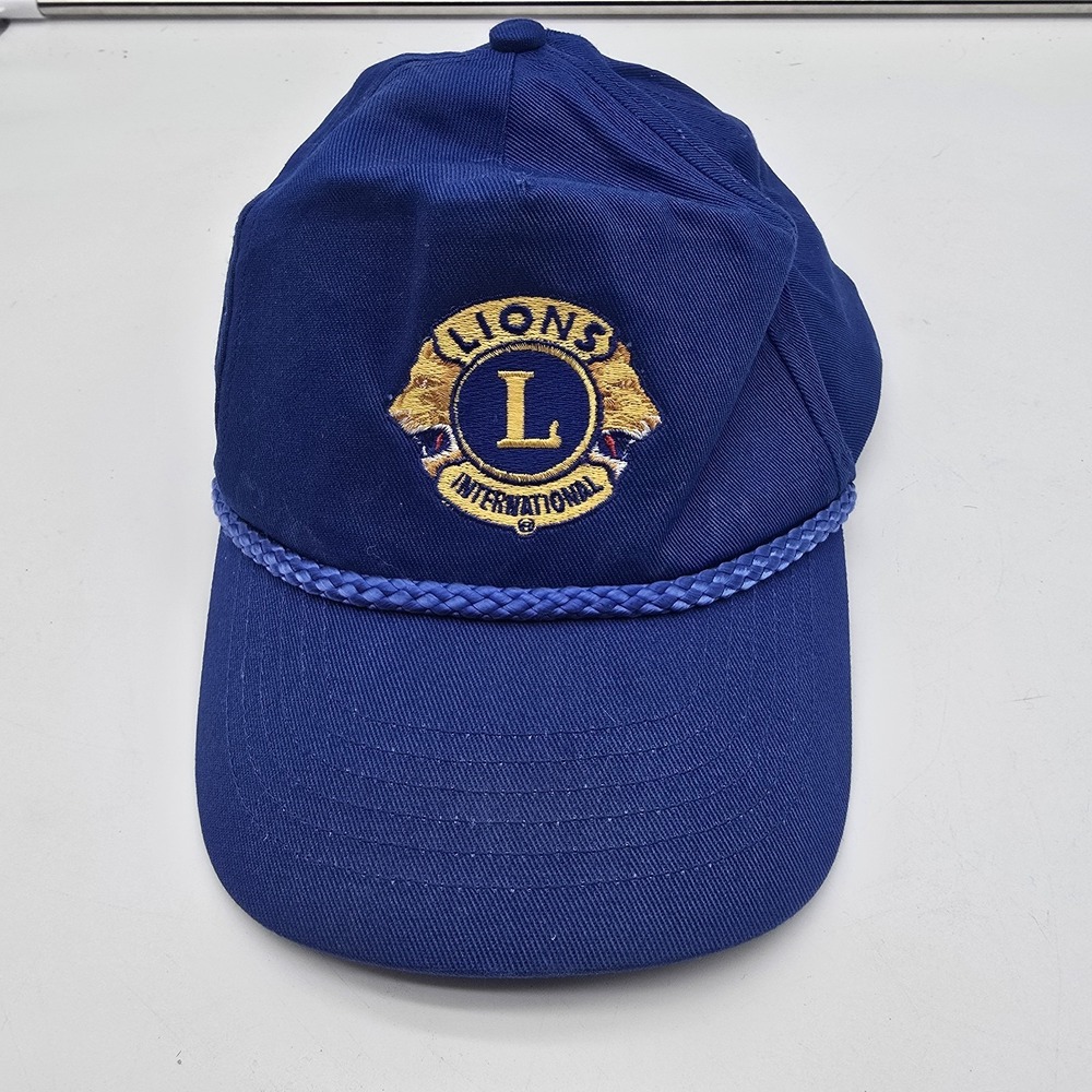 Vintage Lions‎ Club International Logo Crest Snapback Hat Cap Blue Stylemaster